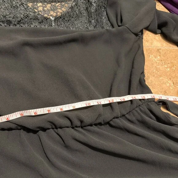 Maurices Black Dress | Lace Shoulder Detail | Zip-Neck Collar | Mid-Thigh Length - Picture 6 of 6